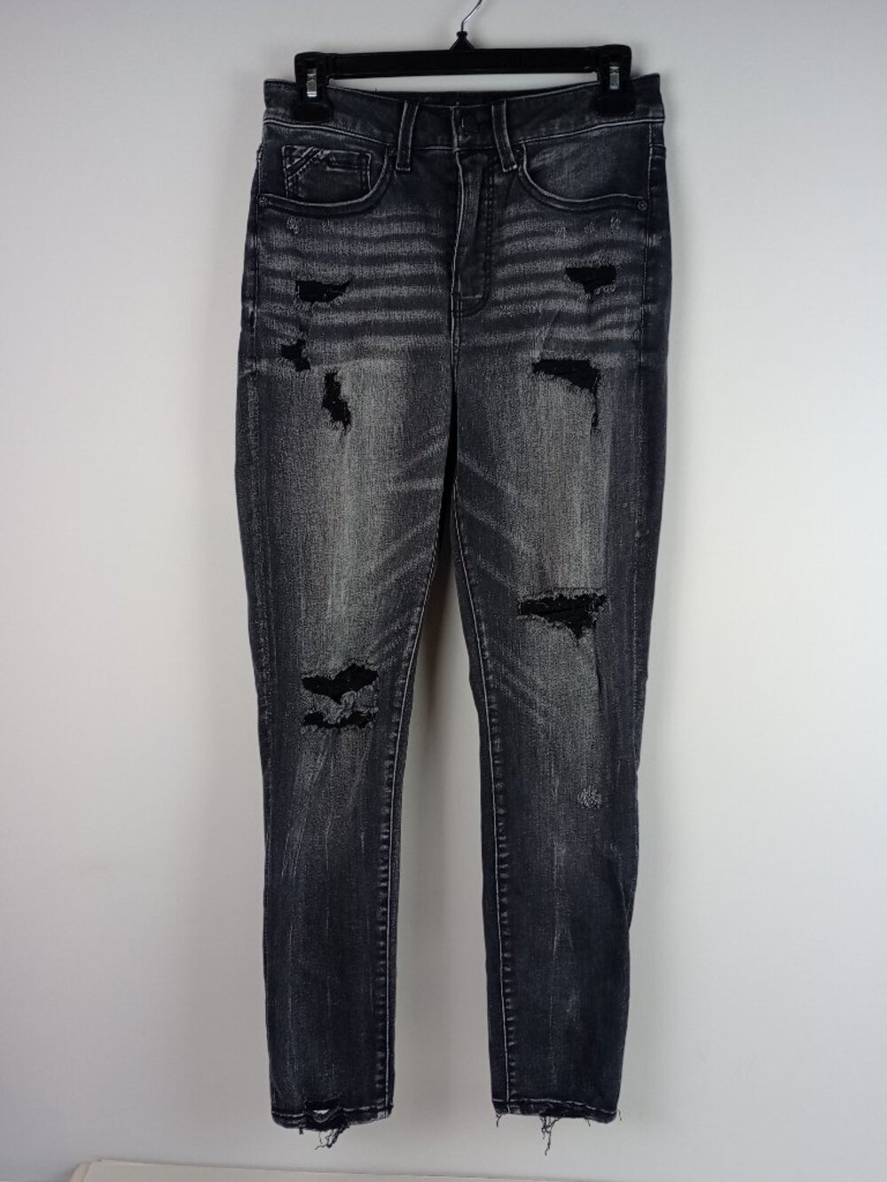 Buckle Black Womens 28 Dark Gray Distressed 5‎ Pocket Raw Hem Ankle Skinny Jeans